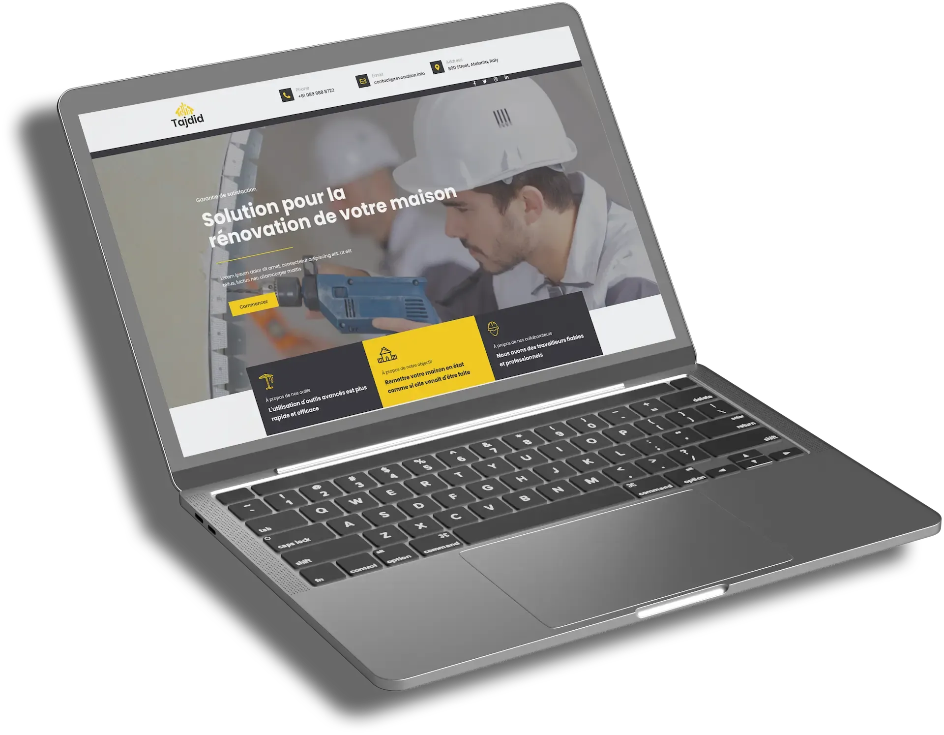 Ordinateur portable avec site web professionnel