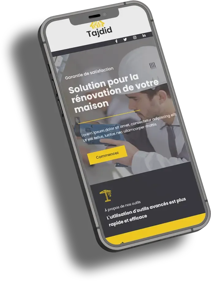 Smartphone avec site vitrine responsive